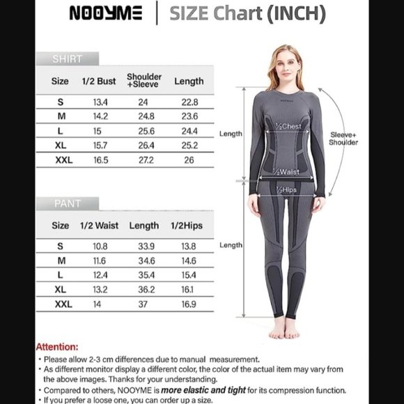 COPY - NWT NOOYME Compression Thermal Underwear for Women - Gray/Black - Picture 3 of 16